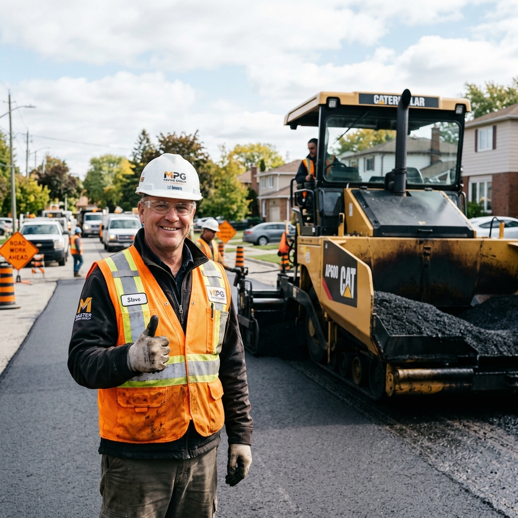 Professional paving crew member